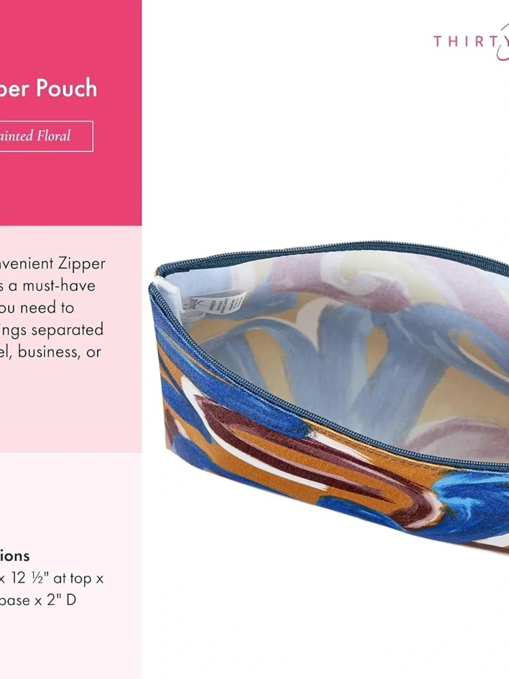 Thirty-One Zipper Pouch On Our Sleeves Happy Rainbows Stars Butterfly Hearts